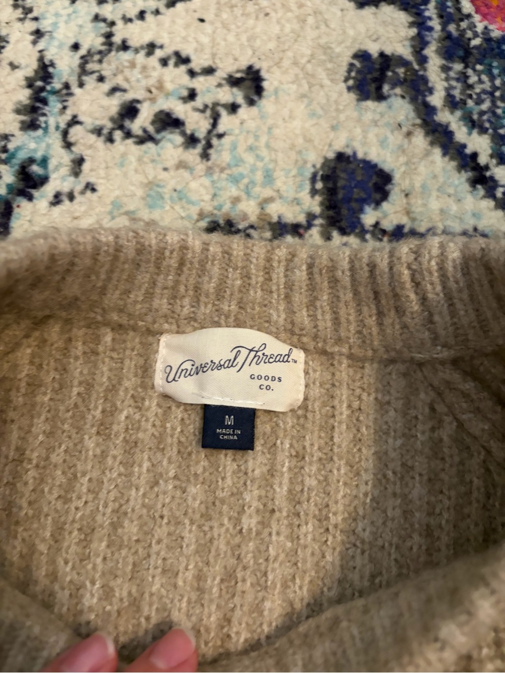 Universal Thread Cream Ribbed Crewneck Sweater - Picture 2 of 3